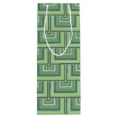 Olijfgroene strepen, vierkant geschaald wijn cadeautas (Achterkant)