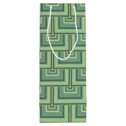 Olijfgroene strepen, vierkant geschaald wijn cadeautas (Achterkant)