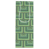 Olijfgroene strepen, vierkant geschaald wijn cadeautas (Voorkant)