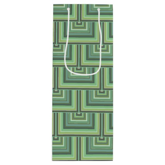 Olijfgroene strepen, vierkant geschaald wijn cadeautas (Voorkant)