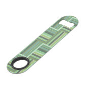Olijfgroene strepen weefpatroon speed flessenopener (Achterkant Gekanteld)