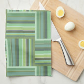Olijfgroene strepen weefpatroon theedoek (Quarter Fold)