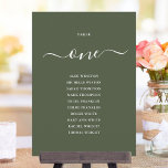 Olijfgroene tafel nummer Zitkaarten Kaart<br><div class="desc">Deze elegante olijfgroene signatuur script dubbelzijdige tafelnummer zitkaarten zijn perfect voor alle feesten. Ontworpen door Thisnotme©</div>