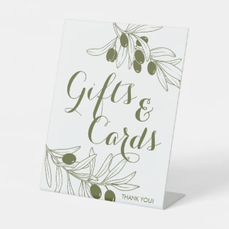 Olijfgroene Takken Cadeaus & Kaarten Reclamebord Met Voetstuk