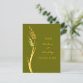 Olijfgroene tarwe Herfst bruiloft RSVP Kaart (Staand voorkant)