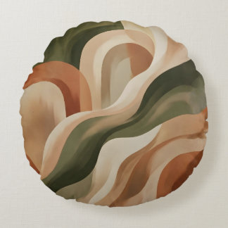 Olijfgroene Terracotta Abstract Ronde Worp Kussen