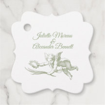 Olijfgroene Toile de Jouy Cherub Trouwgunsttag