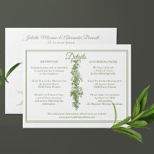 Olijfgroene Toile de Jouy Huwelijksdetails Bijlage