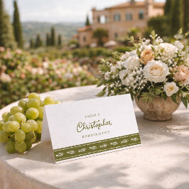 Olijfgroene Toscaanse Elegante Huwelijksplaatskaar Kaart