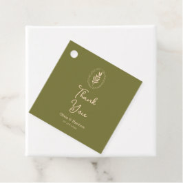 Olijfgroene Toscaanse Elegante Trouw Favor Tag Bedankjes Labels