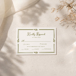 Olijfgroene Toscaanse Elegante Trouw RSVP Kaart