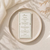 Olijfgroene Toscaanse Elegante Trouwmenu Kaart