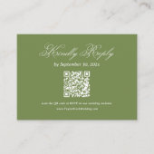 Olijfgroene Trouw-RSVP-Qr-code Informatiekaartje (Voorkant)