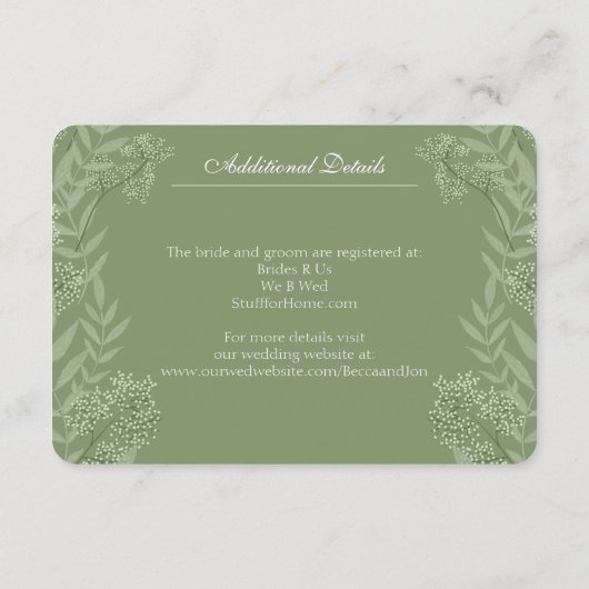 Olijfgroene Trouw Vintage Botanisch Informatiekaartje (Achterkant)