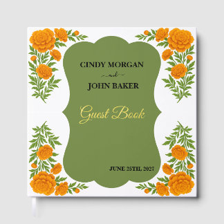 Olijfgroene trouwgastenboek - Marigold Gastenboek