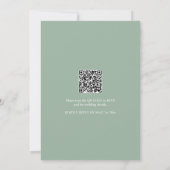 Olijfgroene trouwuitnodiging met QR-code voor RSVP Kaart (Achterkant)