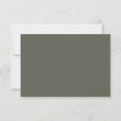 Olijfgroene trouwwebsite vriendelijk reageren RSVP kaartje (Achterkant)
