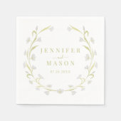 Olijfgroene Tulp Bloem Bruiloft Papieren Servetten (Voorkant)