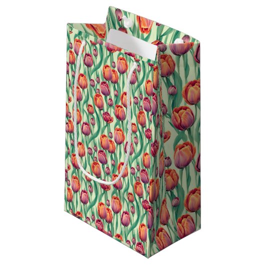Olijfgroene tulpboeket klein cadeauzakje (Voorkant Gekanteld)
