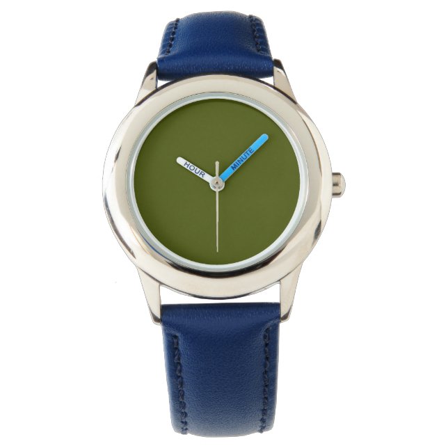 olijfgroene vaste kleur horloge (Voorkant)