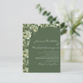 Olijfgroene Vintage Bloem Boog Bruiloft Kaart (Staand voorkant)