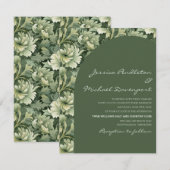 Olijfgroene Vintage Bloem Boog Bruiloft Kaart (Voorkant / Achterkant)