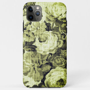 Olijfgroene vintage bloemen toile Case-Mate iPhone case