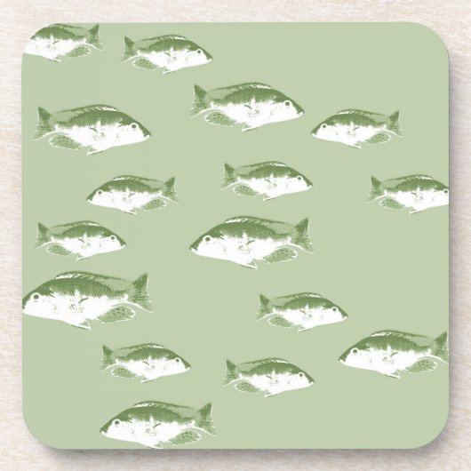 Olijfgroene vis bier onderzetter (Voorkant)