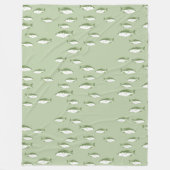 Olijfgroene vis fleece deken (Voorkant)