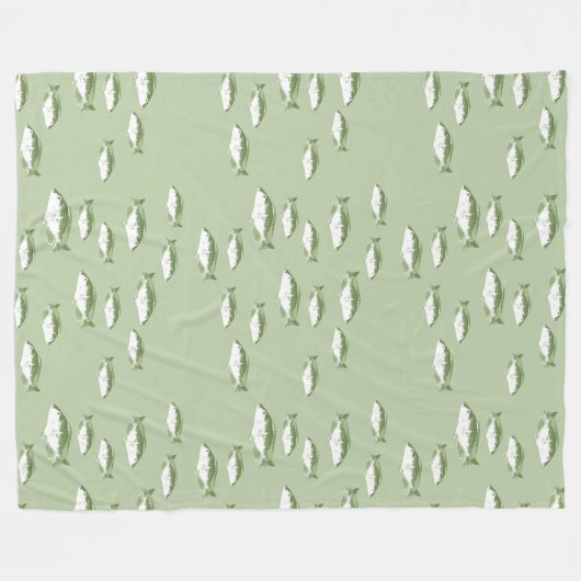 Olijfgroene vis fleece deken (Voorkant (Horizontaal))