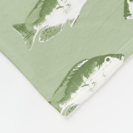 Olijfgroene vis fleece deken (Hoek)