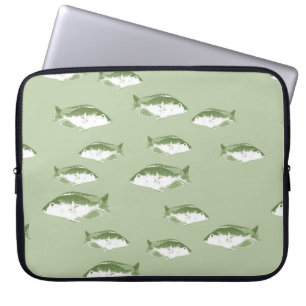 Olijfgroene vis laptop sleeve