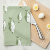 Olijfgroene vis theedoek (Quarter Fold)