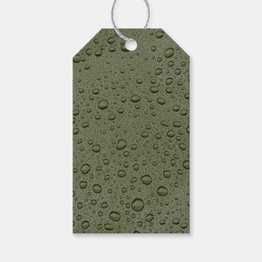 Olijfgroene waterdruppels cadeaulabel (Voorkant)