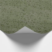 Olijfgroene waterdruppels cadeaupapier (Hoek)