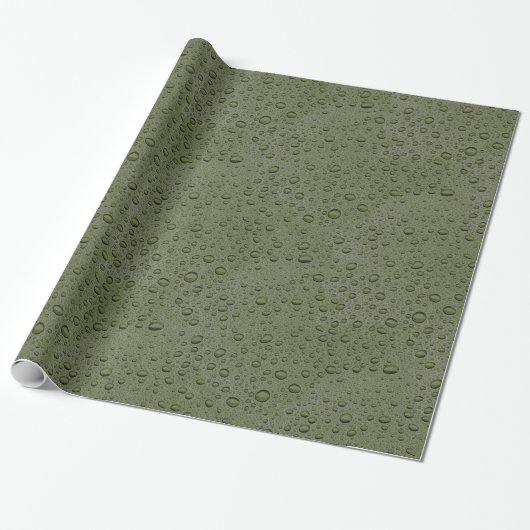 Olijfgroene waterdruppels cadeaupapier (Uitgerold)