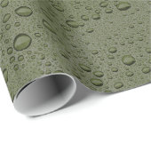 Olijfgroene waterdruppels cadeaupapier (Rol Hoek)
