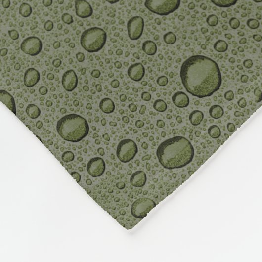 Olijfgroene waterdruppels fleece deken (Hoek)