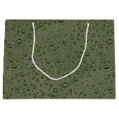 Olijfgroene waterdruppels groot cadeauzakje (Voorkant)