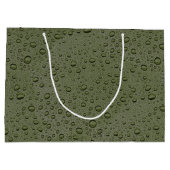 Olijfgroene waterdruppels groot cadeauzakje (Achterkant)