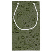 Olijfgroene waterdruppels klein cadeauzakje (Achterkant)