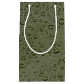 Olijfgroene waterdruppels klein cadeauzakje (Voorkant)