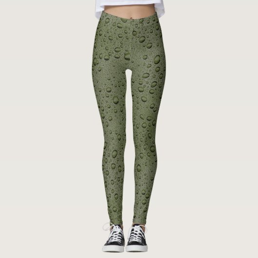 Olijfgroene waterdruppels leggings (Voorkant)