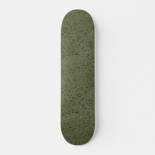 Olijfgroene waterdruppels persoonlijk skateboard (Voorkant)