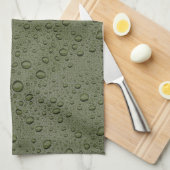 Olijfgroene waterdruppels theedoek (Quarter Fold)