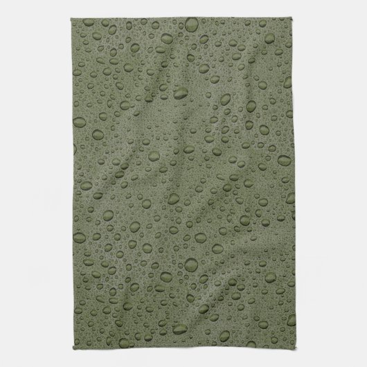 Olijfgroene waterdruppels theedoek (Verticaal)