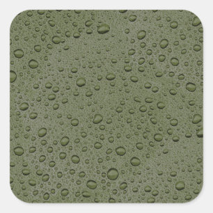 Olijfgroene waterdruppels vierkante sticker