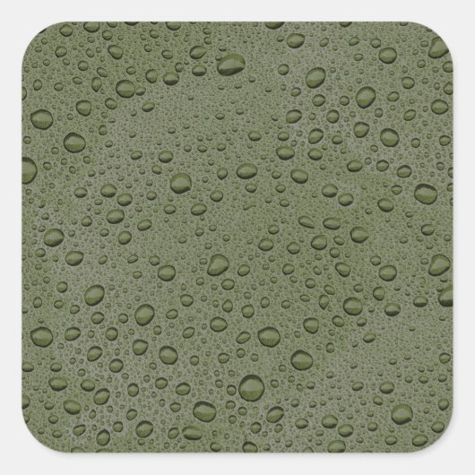 Olijfgroene waterdruppels vierkante sticker (Voorkant)