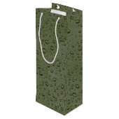Olijfgroene waterdruppels wijn cadeautas (Achterkant Gekanteld)