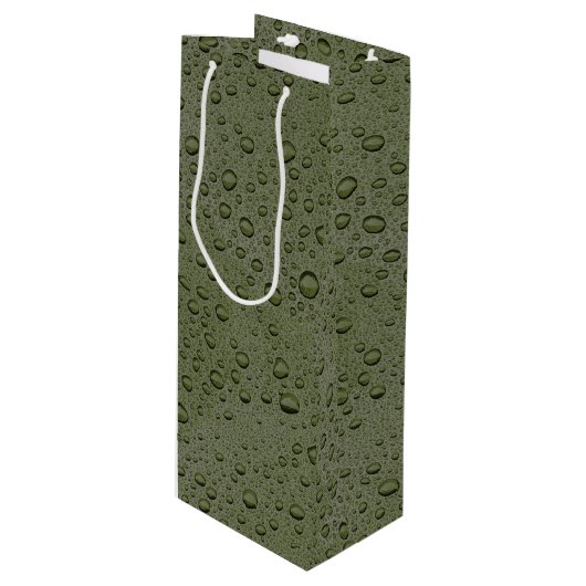 Olijfgroene waterdruppels wijn cadeautas (Voorkant Gekanteld)